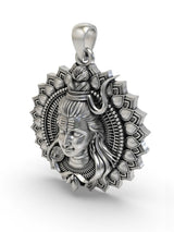 Lord Shiva Mandala Polished Sterling Silver Pendant
