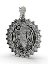 Lord Shiva Mandala Polished Sterling Silver Pendant
