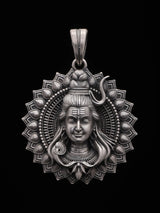 Lord Shiva Mandala Polished Sterling Silver Pendant