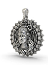 Lord Shiva Mandala Polished Sterling Silver Pendant