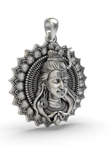 Lord Shiva Mandala Polished Sterling Silver Pendant
