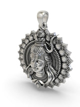 Lord Shiva Mandala Polished Sterling Silver Pendant