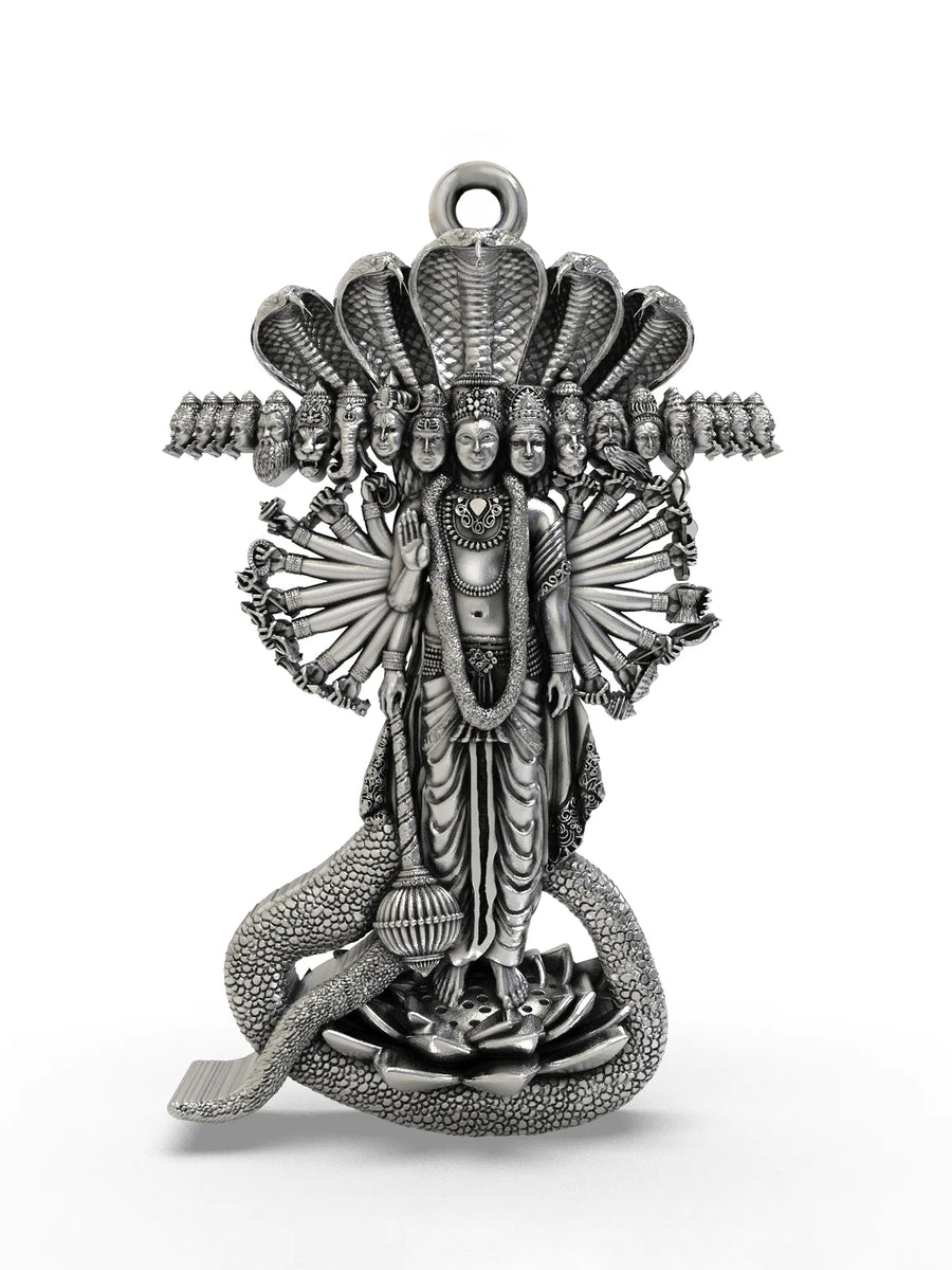 Vishvarupa of Lord Vishnu Sterling Silver Pendant
