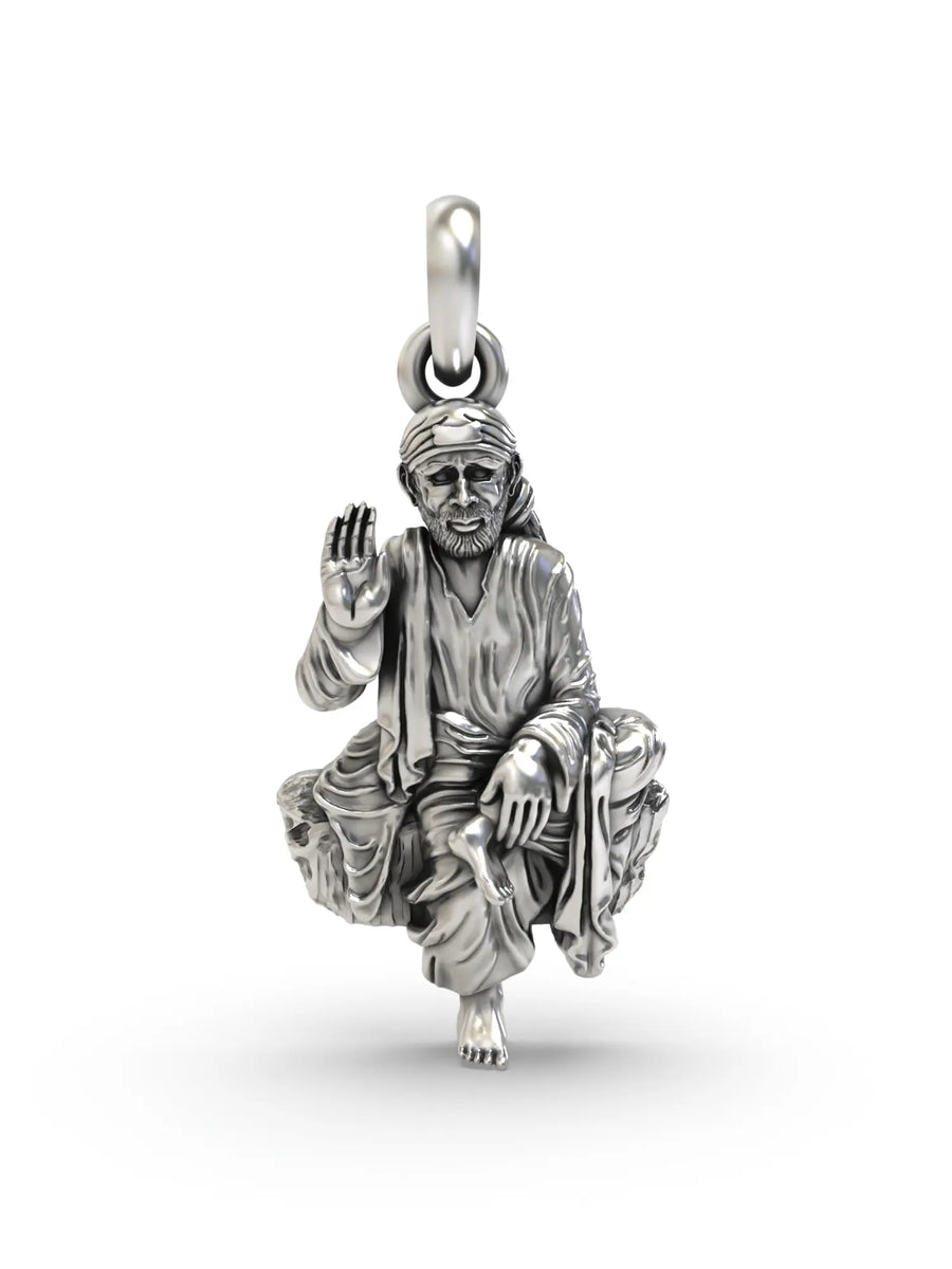 Shirdi Sai Baba Polished Sterling Silver Pendant