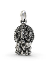 Seated Ganesha Blessing Vintage Sterling Silver Pendant