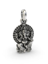 Seated Ganesha Blessing Vintage Sterling Silver Pendant