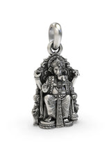 Seated Ganesha Vintage Polish Sterling Silver Pendant