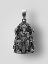 Seated Ganesha Vintage Polish Sterling Silver Pendant