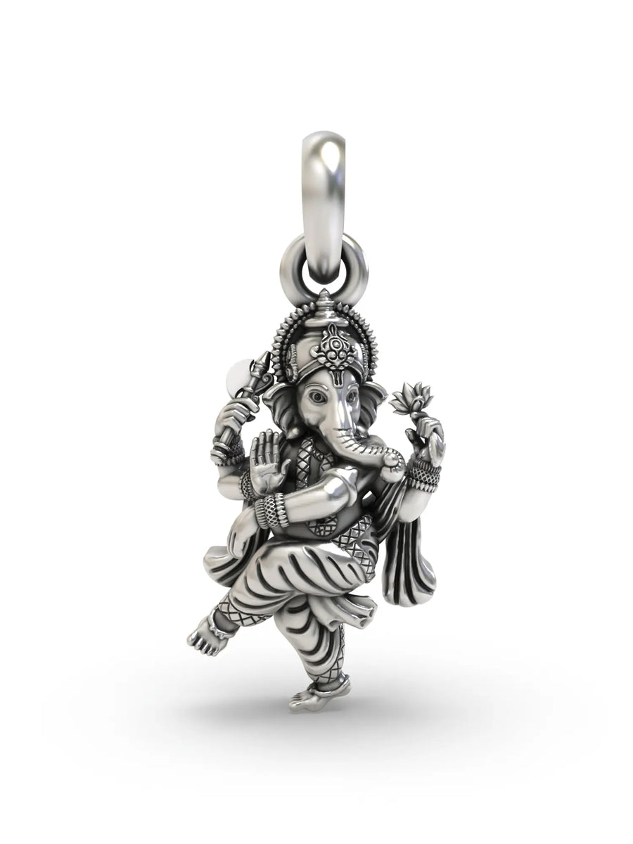 Nritya Ganapati Polished Sterling Silver Pendant