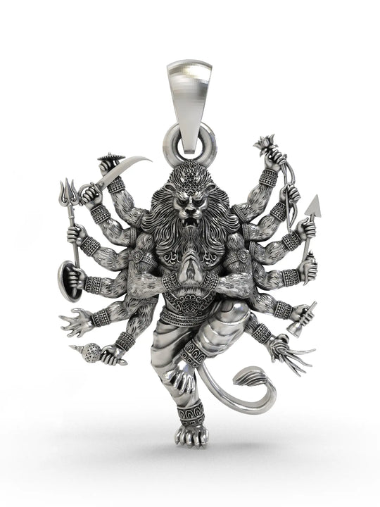Lord Narasimha Avatar of Vishnu Sterling Silver Pendant