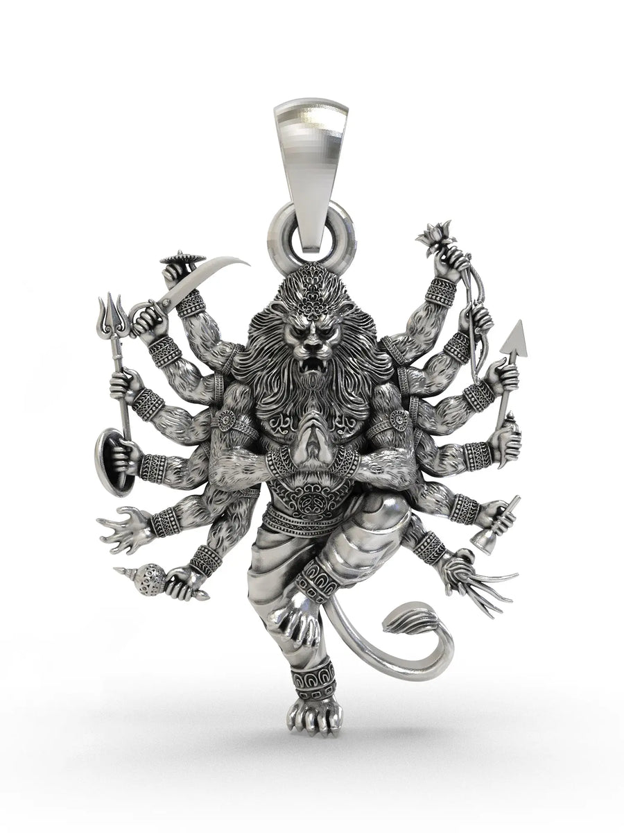 Lord Narasimha Avatar of Vishnu Sterling Silver Pendant