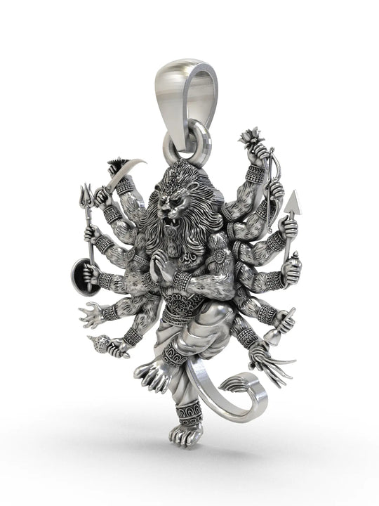 Lord Narasimha Avatar of Vishnu Sterling Silver Pendant