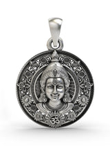 Lord Rama Face Round Sterling Silver Vintage Pendant