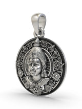 Lord Rama Face Round Sterling Silver Vintage Pendant