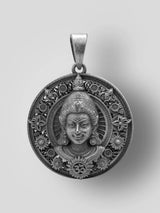 Lord Rama Face Round Sterling Silver Vintage Pendant