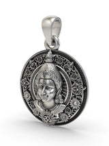 Lord Rama Face Round Sterling Silver Vintage Pendant