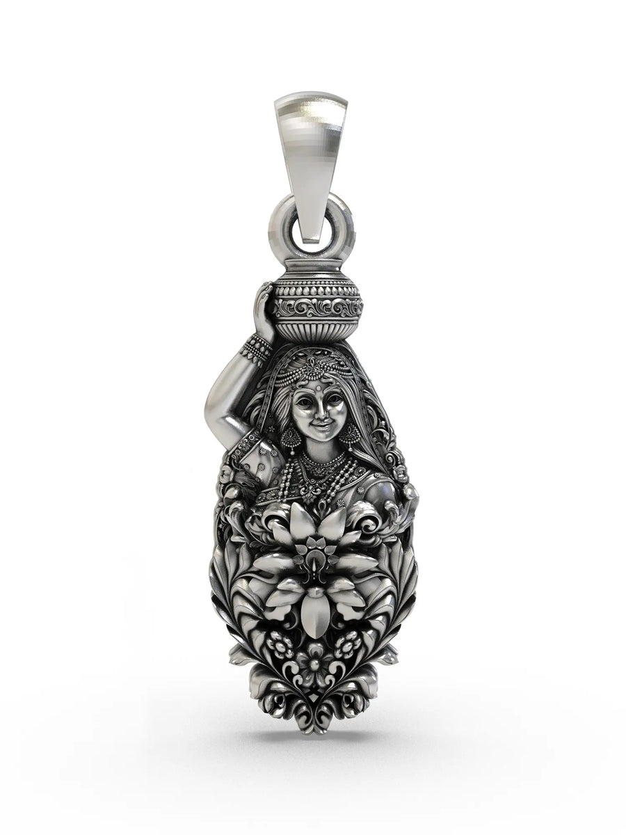 Radha Rani with Matki Sterling Silver Pendant