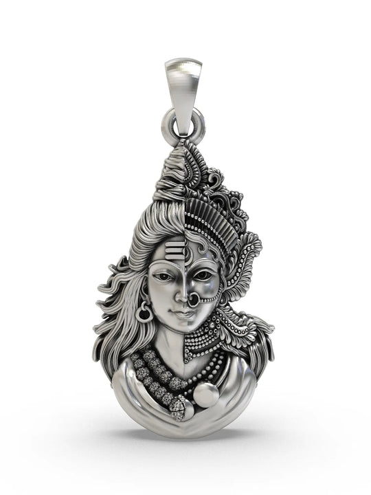 Ardhanarishvara Shiva Shakti Sterling Silver Pendant