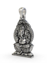 Chaturbhuja Lord Ganesha Throne Sterling Silver Pendant