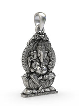 Chaturbhuja Lord Ganesha Throne Sterling Silver Pendant