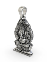 Chaturbhuja Lord Ganesha Throne Sterling Silver Pendant