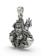 Lord Shiva Bust Sterling Silver Pendant