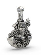 Lord Shiva Bust Sterling Silver Pendant