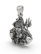 Lord Shiva Bust Sterling Silver Pendant