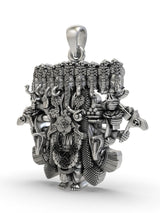 Nine-Headed Lord Ganesha Sterling Silver Pendant