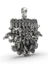 Nine-Headed Lord Ganesha Sterling Silver Pendant