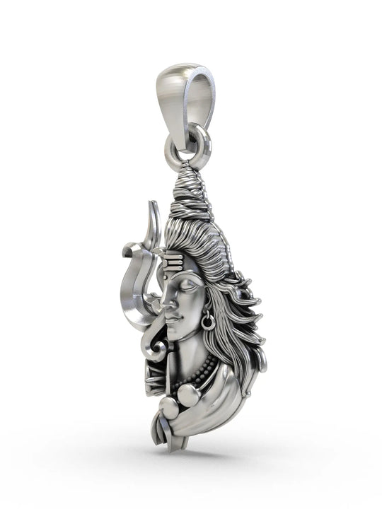Trishul and Shiva Dual Motif Sterling Silver Pendant