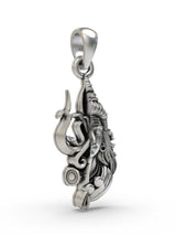Trishul and Shiva Dual Motif Sterling Silver Pendant