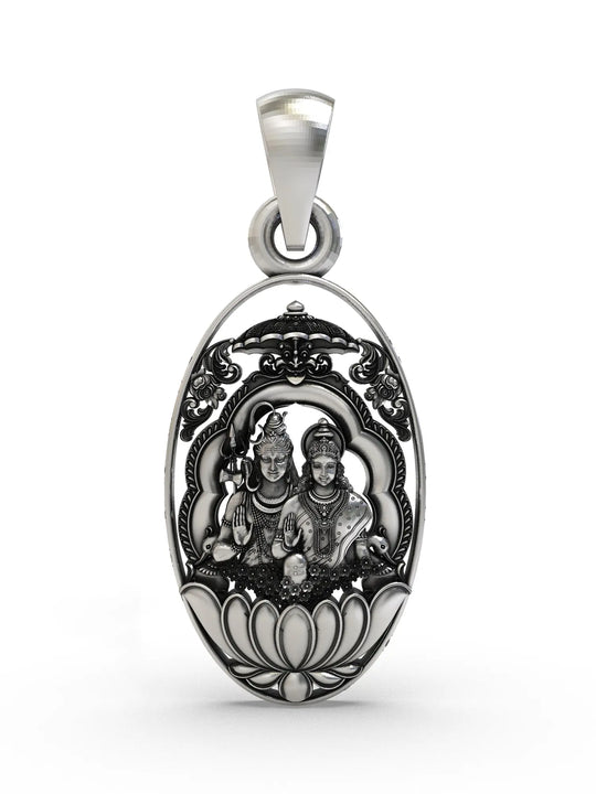 Shiva Parvati Blessing Sterling Silver Pendant