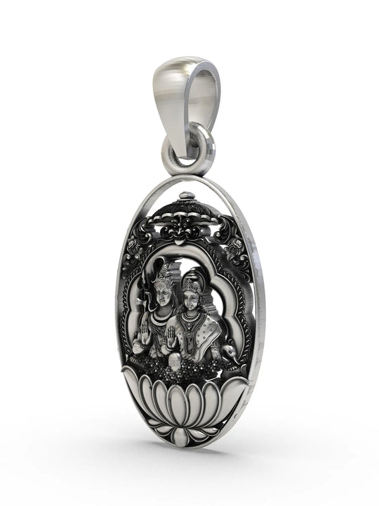 Shiva Parvati Blessing Sterling Silver Pendant