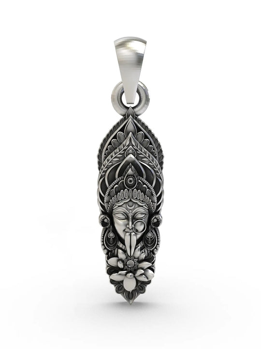 Goddess Kali Face Sterling Silver Pendant