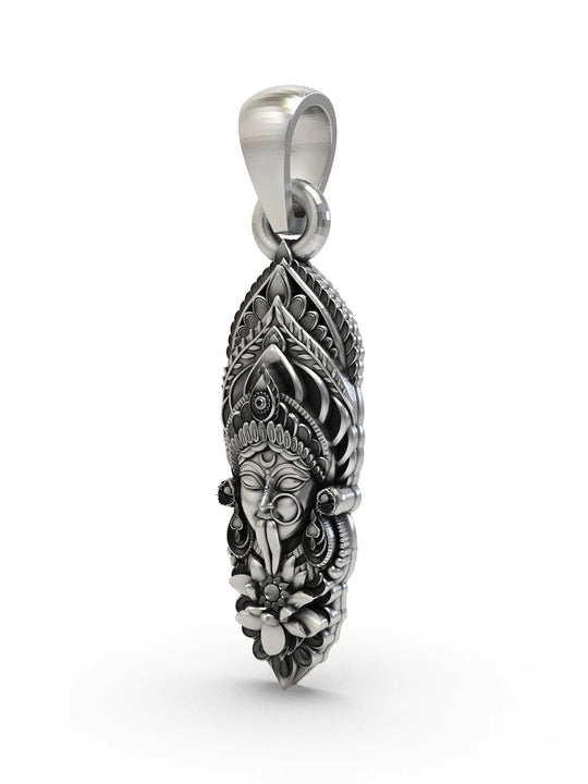 Goddess Kali Face Sterling Silver Pendant