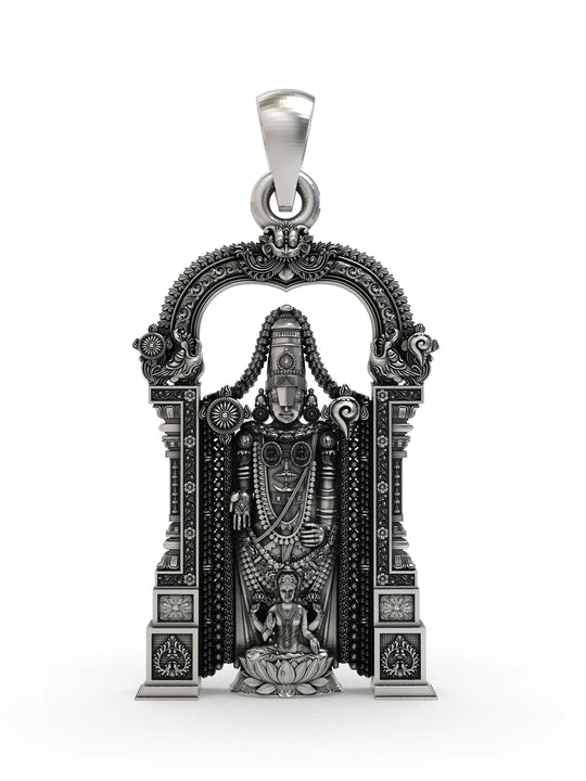 Tirupati Balaji and Goddess Lakshmi Sterling Silver Pendant