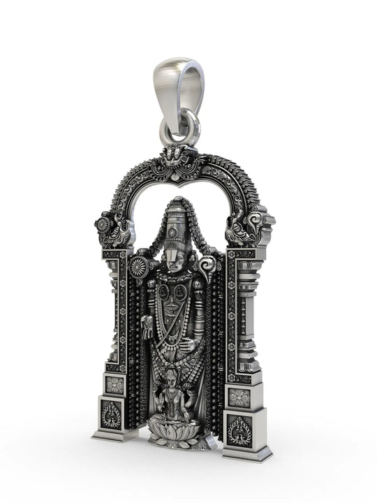 Tirupati Balaji and Goddess Lakshmi Sterling Silver Pendant
