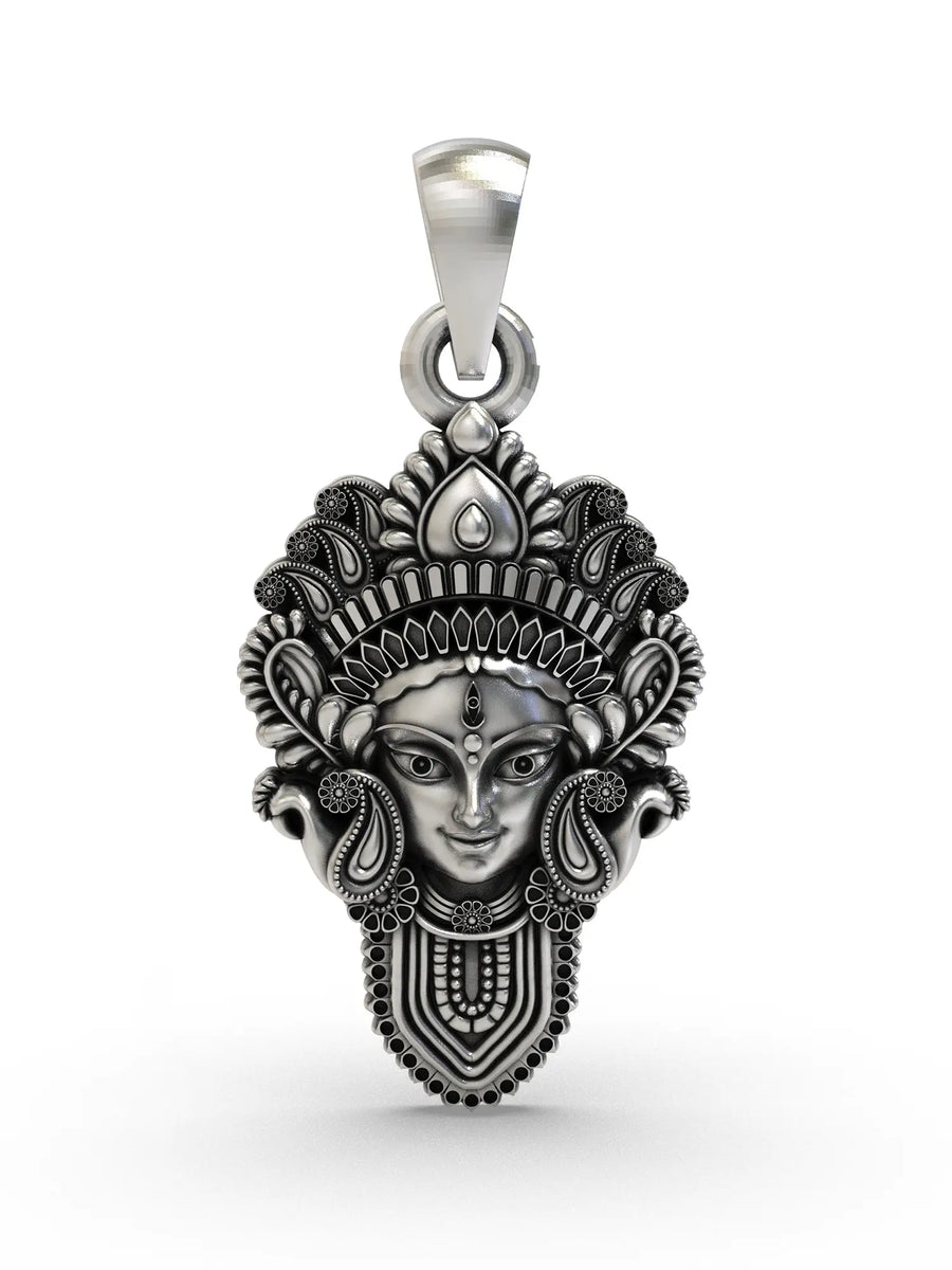 Maa Durga Face Sterling Silver Pendant