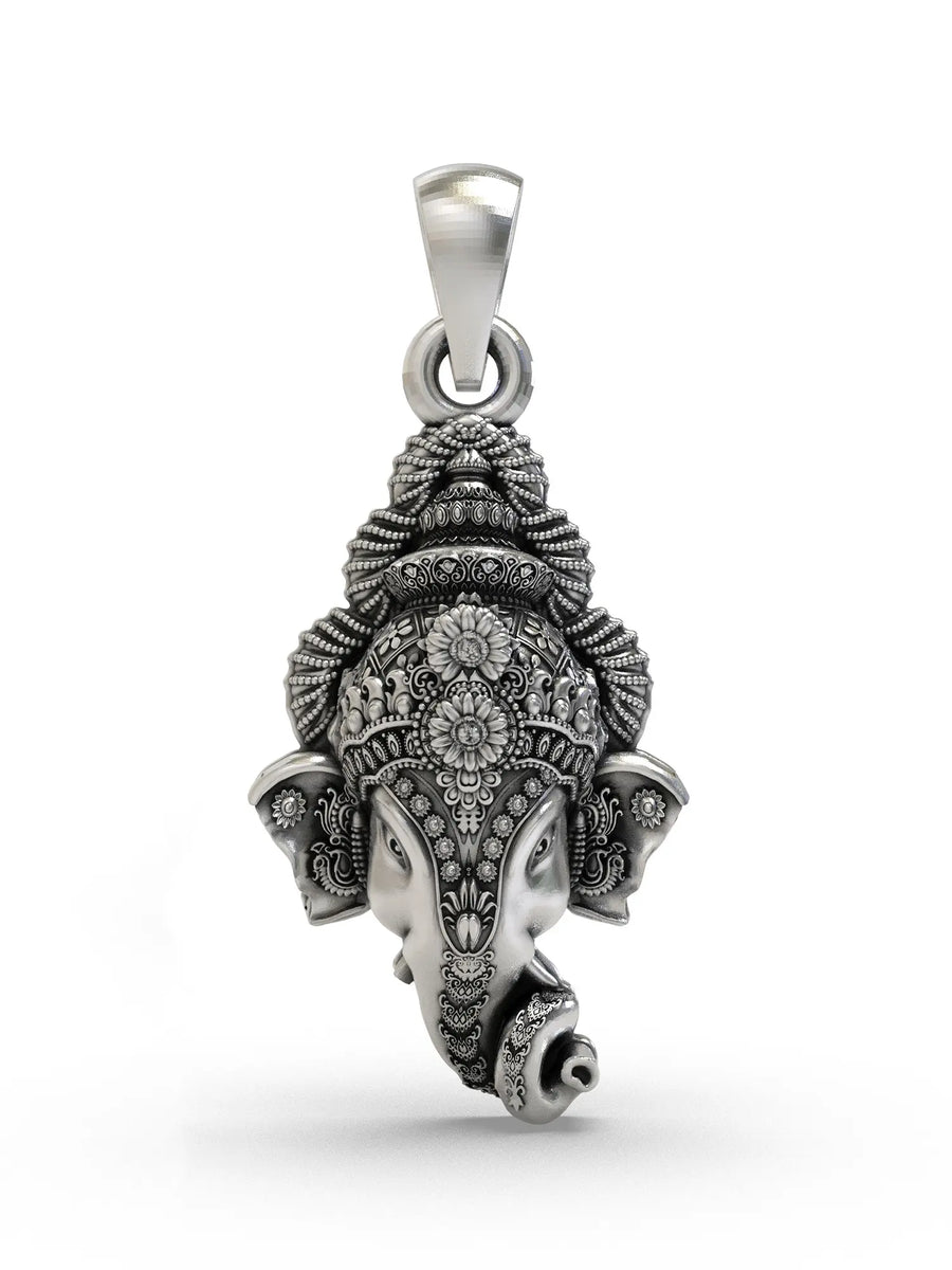Lord Ganesha Face Sterling Silver Pendant
