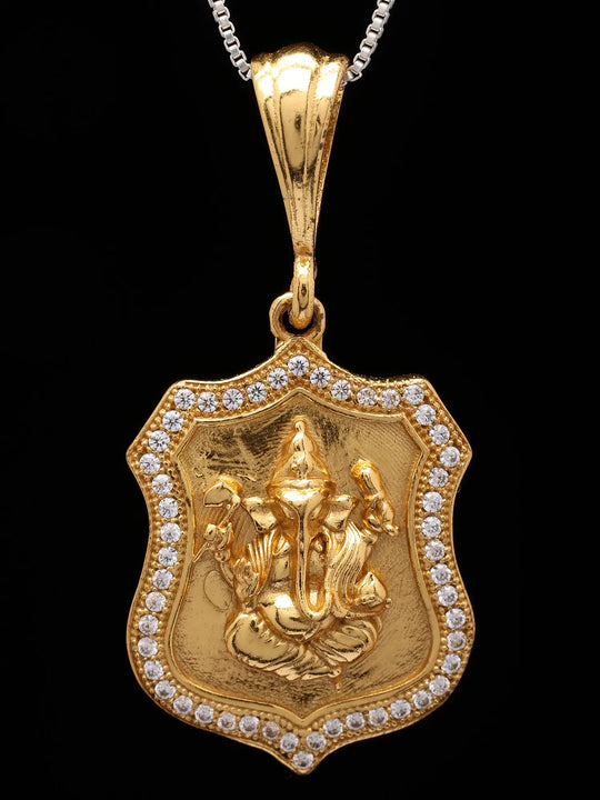 Chaturbhuja Lord Ganesha Brass Pendant