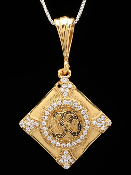 Kite Shaped Brass Om Pendant