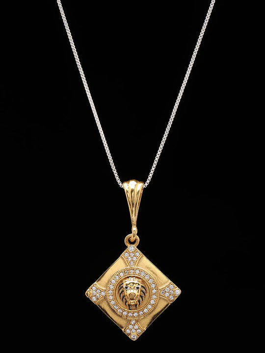 Kite Shaped Brass Lion Pendant