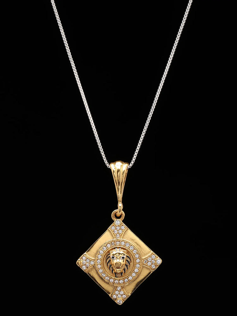 Kite Shaped Brass Lion Pendant