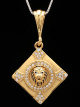 Kite Shaped Brass Lion Pendant