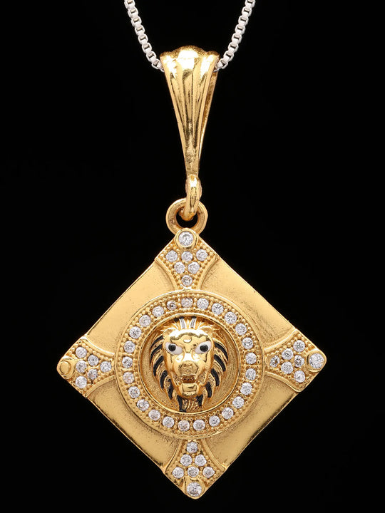 Kite Shaped Brass Lion Pendant