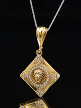 Kite Shaped Brass Lion Pendant