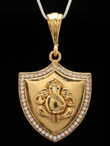 Stone Studded Lord Ganesha Brass Pendant