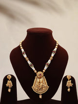 Radha Krishna Fluted Brass Necklace and Earrings Set