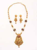Radha Krishna Fluted Brass Necklace and Earrings Set